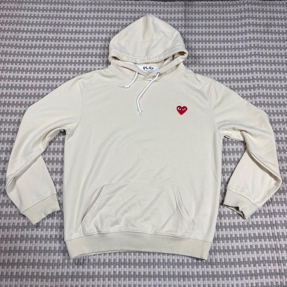 Comme Des Garcons Heart Patch Hoodie T-Shirt IVORY FW24 Womens Sz 2XL‎
